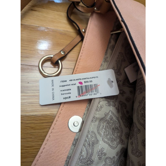 Simply Noelle Colorblock Hobo Bag Pink Tan NWT - Picture 6 of 13